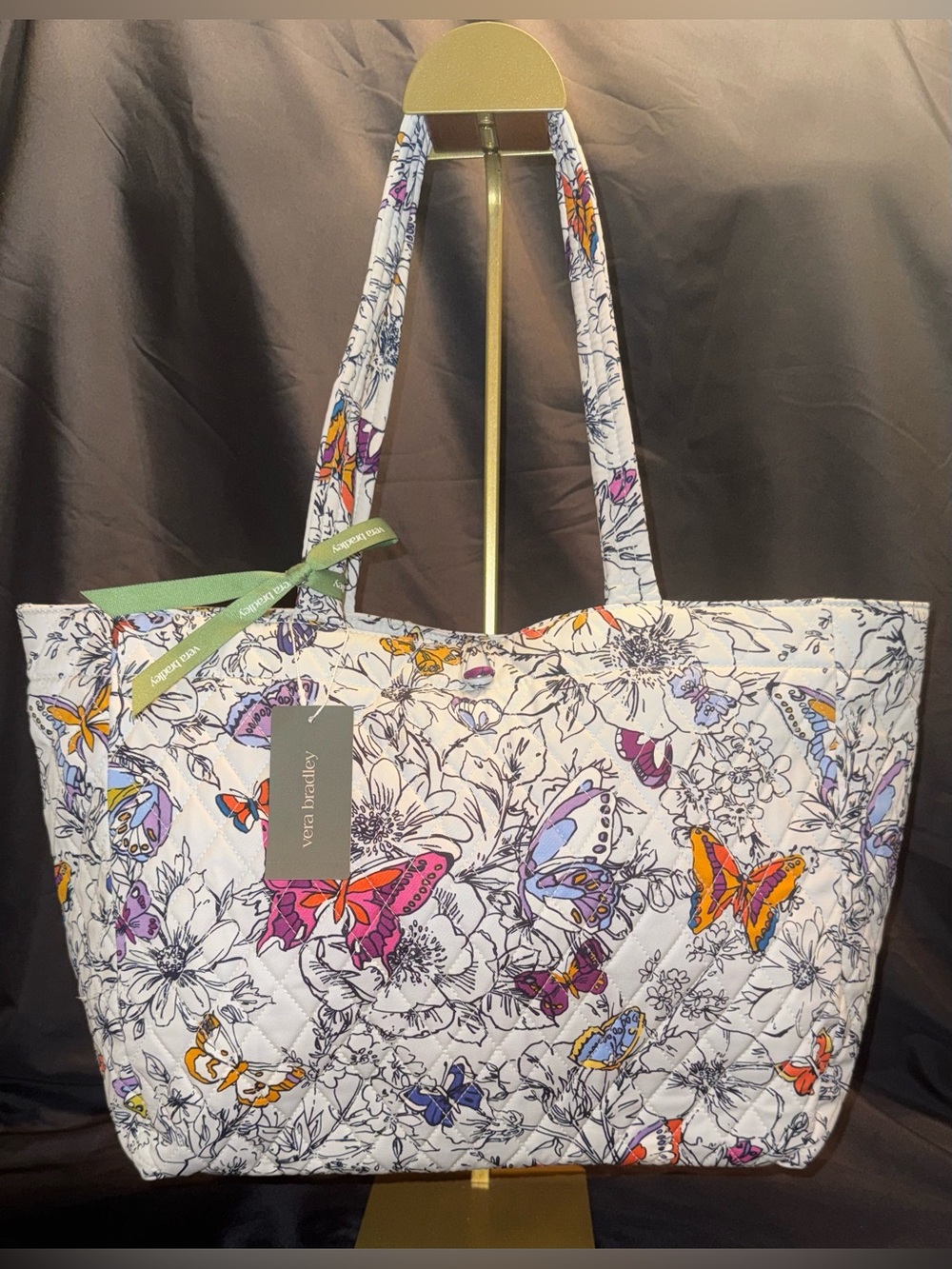 Vera Bradley NWT Small Hathaway Tote Bag Wing + Bloom Butterfly Floral